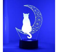 EXIGENT 3D LED Light Moon Cat Lamp Acrylic Illusion Night Flashing Cool (Moon_Cat)
