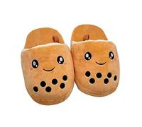 EXIGENT Boba Bubble Tea Adult Cute Slip On Slippers | Men & Women | Unisex, Small Brown, 40.5/41 EU