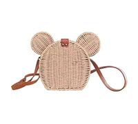 EXIGENT Kawaii PANDA Rattan Straw Shoulder Crossbody Bag Purse Cute Women's Handbag, Straw_m