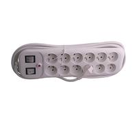 Exin 54.402.31-12-Way Socket Extension Lead with 2 Switches, 3 m White