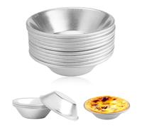 EXIN DEHCEN Pack of 10 Pasteis De Nata Moulds, Egg Cake Moulds, Tartelette Moulds, Pasteis De Nata Moulds, Aluminium, Muffin Moulds, Cupcake Cases for Cakes, Pudding