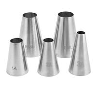 EXIN DEHCEN Pack of 5 Piping Nozzles Large Stainless Steel Round, Nozzles Tip for Piping Tip Nozzles Kit, Cake Piping Nozzles Set for Cream, Cake, Fondant, Macaron, Baking (Silver)