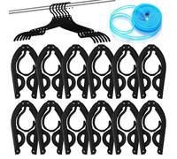 exinddea 12 PCS Travel Hangers,Portable Folding Clothes Hangers Travel Accessories,Foldable Clothes Drying Rack for Travel,Travel Clothes Hangers with Clotheslines,Black Non Slip Clothing Hangers