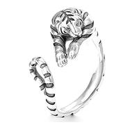 Exingk Open Ring Personality Punk Simple Cartoon Cute Women Finger Ring Zodiac Tiger Ring Fashion Jewelry For Party New Year Tiger Ring For Women Men Silver Jewelry
