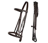Exion Hunter Bridle with Laced Reins | Handcrafted Stitched English Bridle for Horses | Premium Leather Equestrian Tack | Jumping Snaffle Bridle for Show, Schooling & Training