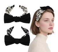 EXIPSAT 2 x women's hair band with floral pattern, great bow knot design, wide and comfortable, perfect hair accessory