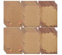 Exipsat 24 Sheets Vintage Letter Paper with Rose and Ornamental Edge, Kraft Paper, DIN Format, Ideal for Invitations, Letters and Decoration