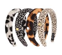 Exipsat 4 Pieces Leopard Print Headbands Women Set Various Leopard Print Styles Fashion Puff Headband Alice Band for Women