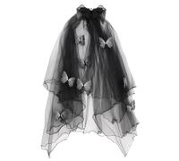 EXIPSAT Halloween Veil Women's Black Tulle Veil with Butterfly Decoration, Multilayer Gothic Witch Headpiece for Party, Wedding Dress & Hen Night
