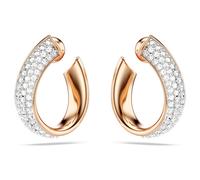 Exist hoop earrings, Small, White, 18K rose gold finish