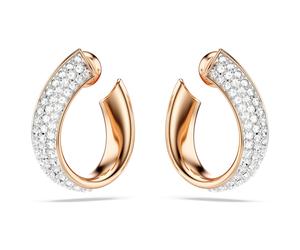 Exist hoop earrings, Small, White, Rose gold-tone plated