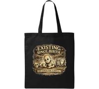 Existence and Time on Earth Natural Cotton Tote Bag Black