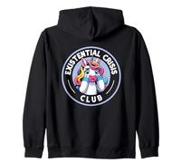 Existential Crisis Club Unicorn Humor Zip Hoodie