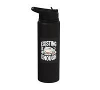 Existing is Enough Frog Mental Health Quote Stainless Steel Insulated Water Bottle