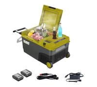 EXIT 20V Mini Outdoor Refrigerator EX100, Battery Powered Electric Refrigerator from -20°C to 20°C, 12/24V DC 100~240Volt AC for Camping, Outdoor Events