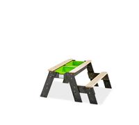 EXIT Toys Aksent Picnic Table, Sand Table & Water Table Made of Wood - Multifunctional Play Table for Children in the Garden - With Bench, 2 Removable Bins & Lid - 100% FSC Cedar Wood - 3.1x3.1x1.6ft