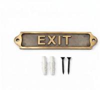 EXIT Antique Effect Door Plaque Sign | Vintage Style Metal Door Sign with Raised Lettering | Wall & Door Name Plate with Fixing Screws for Home Office Business | 21.5 x 4.5 cm | EXIT