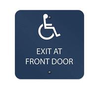 Exit At Front Door Ada Plaques And Signs Outdoor Funny Metal Sign 12X12 inch