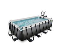 EXIT Black Leather Pool 13ft x 6.6ft x 39in with Sand Filter Pump - Black