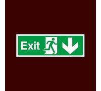 Exit Down Plastic Sign - Fire, Push Bar/Pad, Disabled Fire Exit, Assembly, Break Glass, Lift - (EE94)