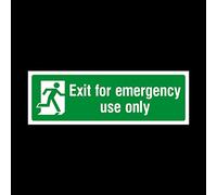 Exit for emergency use only 300x100mm Plastic Sign with double sided fixing tape - Fire/Emergency/Exit/Alarm/Push/Extinguisher/Assembly (EE14)