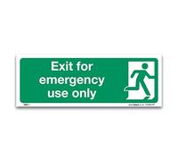Exit for emergency use only Sign, 1mm Rigid Plastic 42x15cm, British Standard Fire Safety