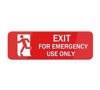 Exit For Emergency Use Only Sign For Door, Acrylic Plastic, Red And White, Rounded Corners, Durable, Long Lasting With Double Sided Tape - 10" X 3"