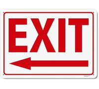 Exit Left Arrow White Background Red Rust Free Aluminum, Fade Resistant Metal Signs for Business Home Door Outdoor 8"x12"