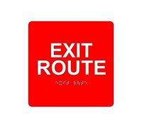 Exit Route Sign, Braille With Raised Letters Plaques And Signs Outdoor Funny Metal Sign 12X12 inch
