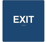 Exit Sign Braille With Raised Letters White On Navy Funny Metal Sign Crossing Traffic Novelty Square Sign 12x12 inch