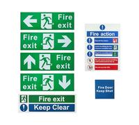 Exit Sign | Fire Safety Sign | 7 Piece Fade Resistant Decal Warning for Survival Business Commercial Outdoor Door Safety Solution Women Elderly Men Kids