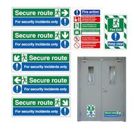 Exit Signs | Fade Resistant Paper Stickers | 7 Pieces Fire Exit Signs For Security | For Businesses Hospitals Offices Garage Corridors Warehouse