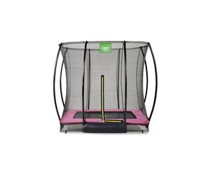 EXIT Silhouette ground trampoline 5x7ft with safety net - pink