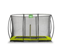 EXIT Toys Silhouette Ground Trampoline - 7x10ft - Rectangular Outdoor Inground Trampoline for Kids - Includes Safety Enclosure Net and Feet Safety System - Great Jumping Power - Safe Entry - Green