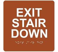 Exit Stair Down Sign Braille Square/Round Metal Sign 12x12 inch