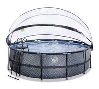 EXIT Stone Pool 15ft x 48in with Sand Filter Pump and Dome - Grey