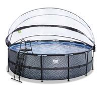 EXIT Stone Pool 16ft x 48in with Sand Filter Pump and Dome - Grey