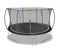 EXIT Toys Black Edition Round Trampoline - ø14ft - Foot Protection System - With Trampoline Ladder - Safety Net with Zip Closure - Modern Design - Rustproof - Weather-resistant - For Children - Black