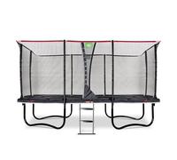 EXIT Toys PeakPro Rectangular Trampoline - 9x15ft - With Safety Net, Jump Meter, and Trampoline Ladder - Reflective Safety Padding - With Foot Protection System - Rustproof - For Children - Black
