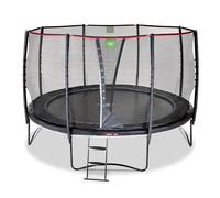 EXIT Toys PeakPro Round Trampoline - ø14ft - With Safety Net, Jump Meter, and Trampoline Ladder - Reflective Safety Padding - With Foot Protection System - Rustproof - For Children - Black