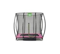 EXIT Toys Silhouette Ground Trampoline - 5x7ft - Compact Rectangular Outdoor Inground Trampoline for Kids - Includes Safety Net and Feet Safety System - Great Jumping Power - Safe Entry - Pink