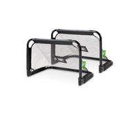 EXIT Toys Steel Football Goal Foldable - Set of 2 - Compact, Light & Moveable - Fine Mesh Net - Sl lack Design - Train Your Football Skills - Black