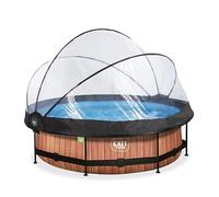 EXIT Wood pool 10ft x 30in with filter pump and dome - brown