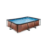 EXIT Toys Wood Pool - 9.8x6.6x2.1ft - Rectangular, Compact Frame Pool with Cartridge Filter Pump - Easily Accessible - Suitable for Small Children - Strong Frame - Unique Design - Brown