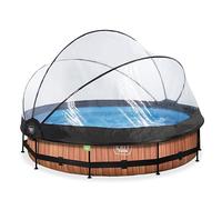 EXIT Wood pool 12ft x 30in with filter pump and dome - brown