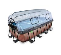 EXIT Wood pool 13ft x 6.6ft x 39in with sand filter pump and dome - brown