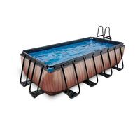 EXIT Wood pool 13ft x 6.6ft x 39in with sand filter pump - brown