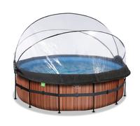EXIT Wood pool 14ft x 48in with sand filter pump and dome - brown