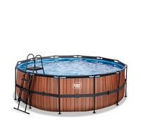 EXIT Wood pool 14ft x 48in with sand filter pump - brown