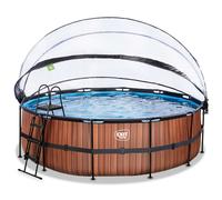 EXIT Wood Pool 15ft x 48in with Sand Filter Pump and Dome - Brown